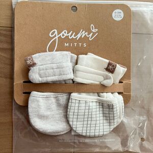 NWT Goumi Kids Baby Mitts Set Gridlock & Storm Gray SZ 0-3 mo Bamboo Organic